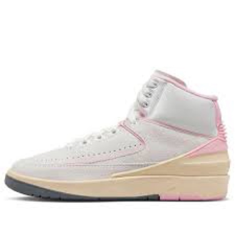 Jordan retro 2 White and Pink High-Top Sneakers with Padded Collar